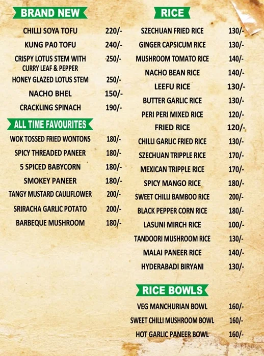 Food Springs menu 