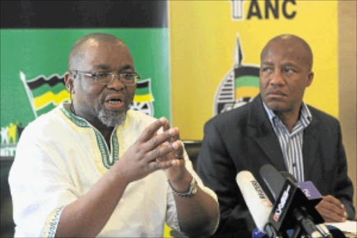 ANC Secretary-General Gwede Mantashe, left, and Jackson Mthembu PHOTO: MOHAU MOFOKENG