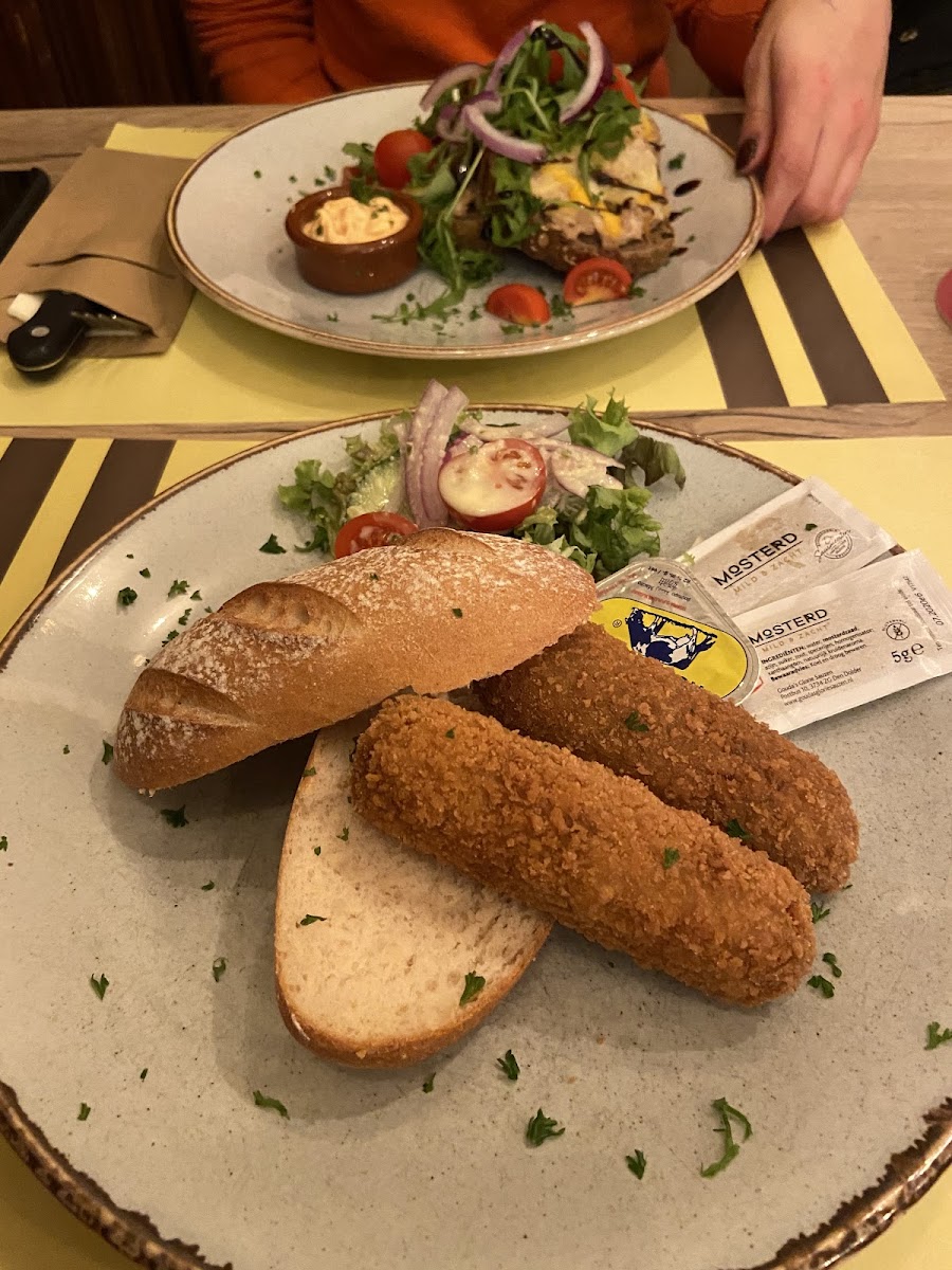 Very nice glutenfree Kroket with bread! typical Dutch food)