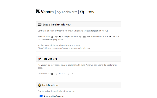 Venom: Instant Music Bookmarker