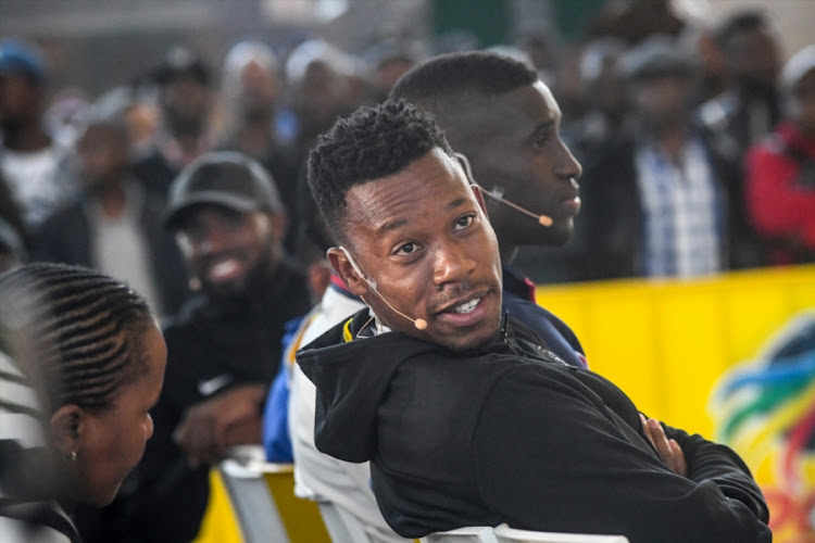 Captain Happy Jele of Orlando Pirates during the MTN8 Launch at Johannesburg Park Station on July 30, 2018 in Johannesburg, South Africa.