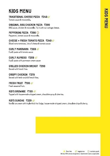 California Pizza Kitchen menu 