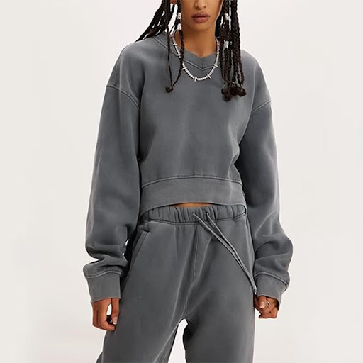Title 13, Womens V-neck Long-sleeved Midriff Outfit Swea...