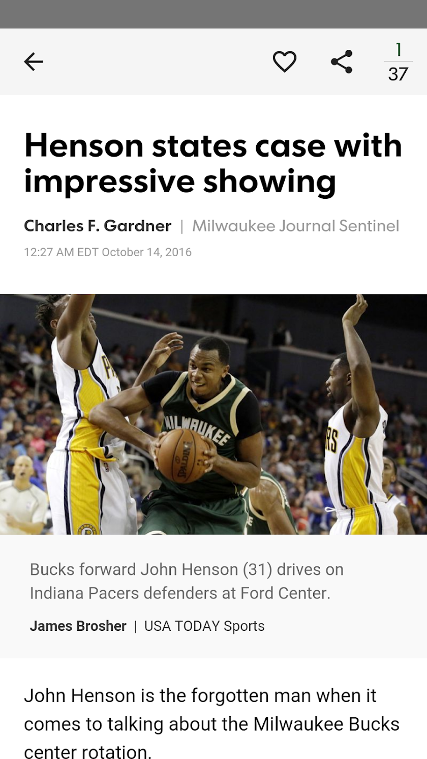 Journal Sentinel Bucks XTRA Screen 2