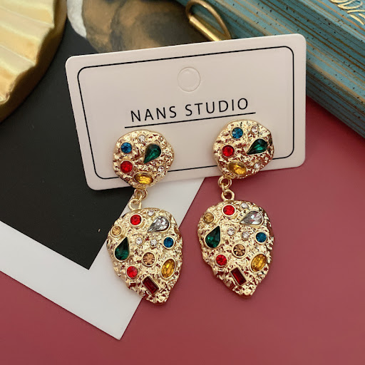 Title 7, Retro Court 925 Silver Stud Earrings with Embos...