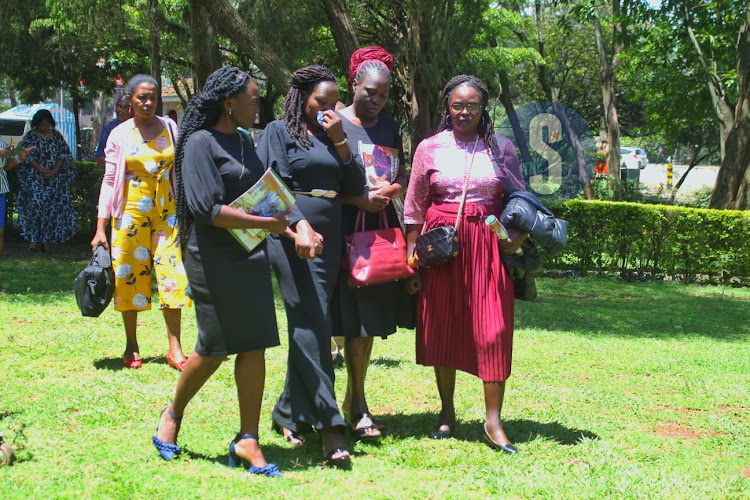 The late journalist Jeff Khaemba's close Family members during his requiem mass at All Saints Cathedral in Nairobi on November 9, 2023