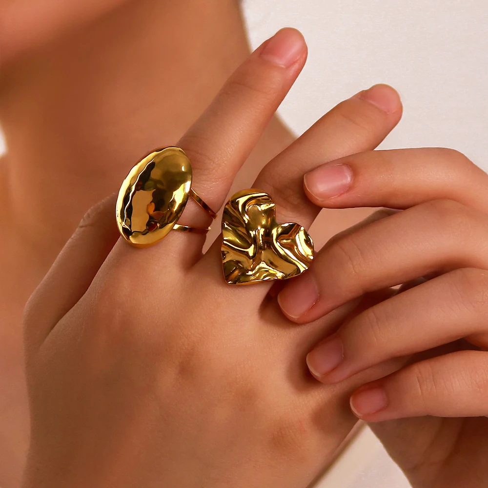 Title 1, Bague ovale en acier inoxydable de style rétro ...