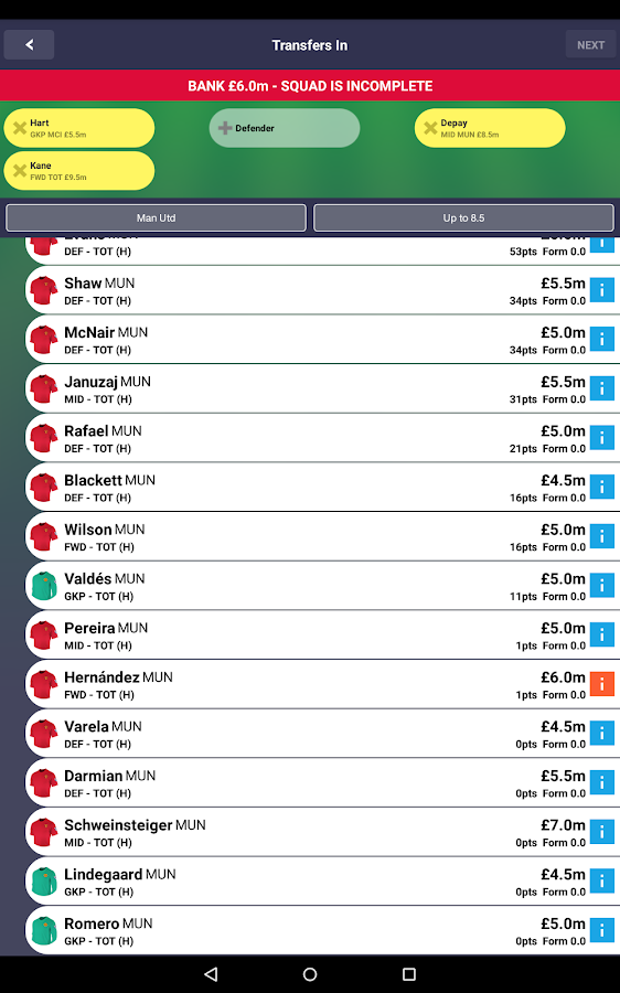   Fantasy Premier League 2015/16: captura de tela 