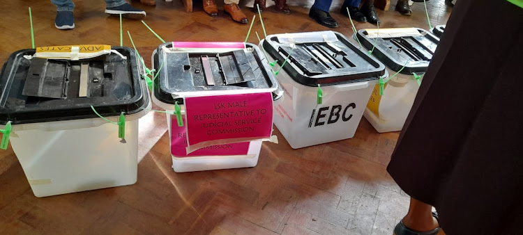 Voting materials for the LSK elections at Milimani law courts on February 29, 2024.