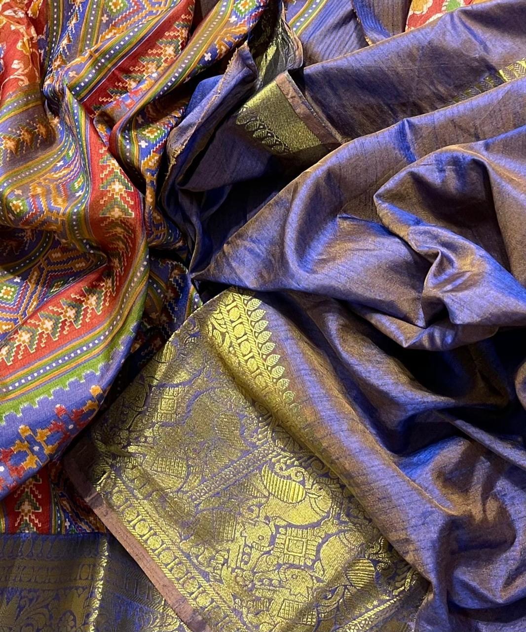 Printed Raw Silk Sarees