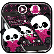 Cute Pink Heart Panda Theme  Icon