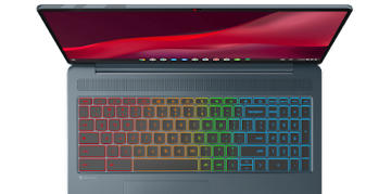 Chromebook with a colorful illuminated keyboard