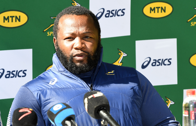 Springboks prop Ox Nché during the team's media conference at Palazzo Hotel in Montecasino. Picture: GALLO IMAGES/LEE WARREN