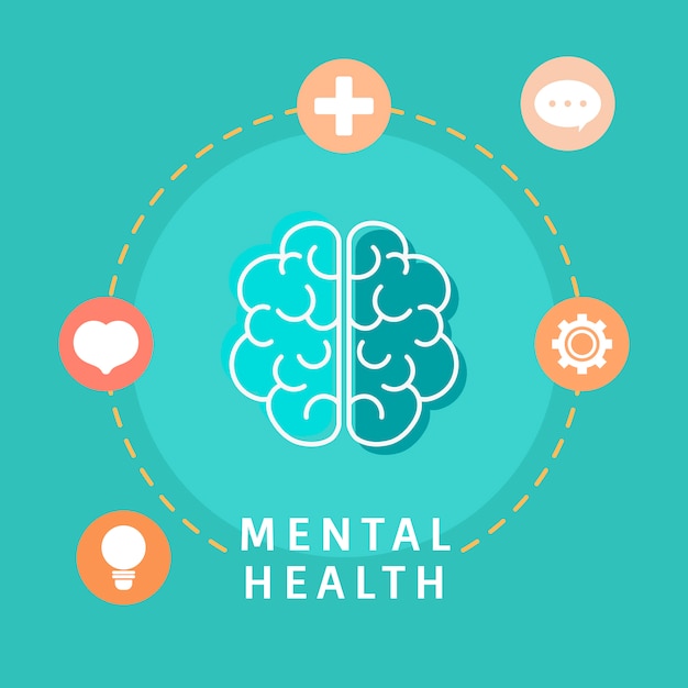 Free vector mental health understanding the brain vector