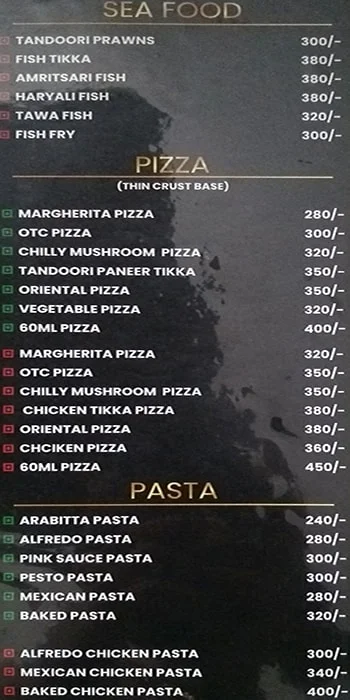 Moonshadow menu 