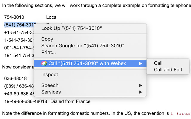 Webex Call chrome extension