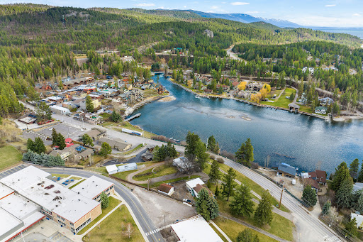 Aerial view of town by lake - Prestige house for sale in Bigfork, 3 bedrooms