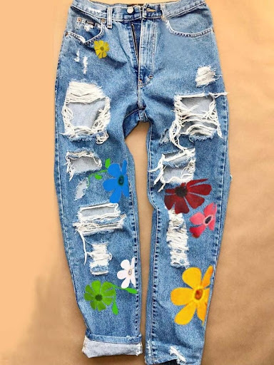 Title 4, Ladies Print Ripped Fashion High Waist Jeans. S...