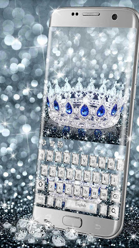 Princess Silver Crown Glitter Keyboard Theme