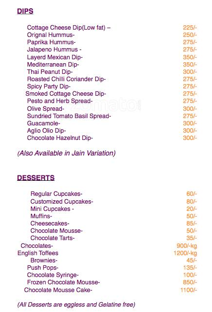 Dips N Desserts menu 
