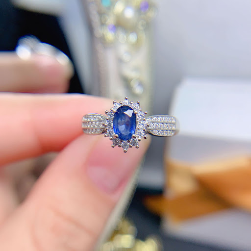 Title 3, Natural Sapphire Ring with Diamonds and Colored...