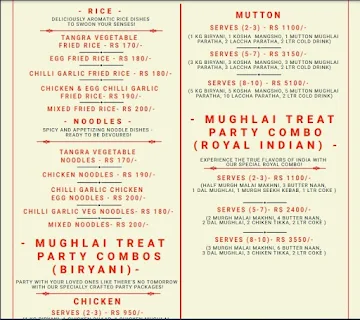 Mughlai Treat menu 