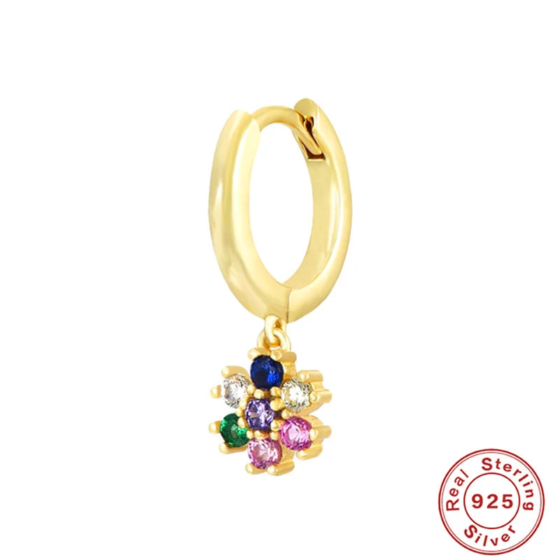 Boucles d'oreilles en argent sterling S925, flocon de neige, 6 pierres blanches, rose rouge, un accessoire élégant pour femmes, parfait.
