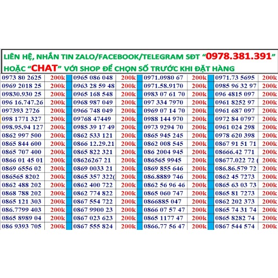 Sim Số Đẹp Viettel Đồng Giá 200K