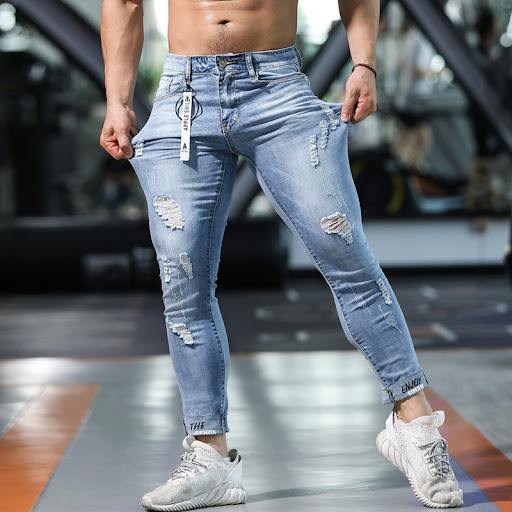 Title 4, Mens Fashion Casual Slim Ripped Jeans. Stylish...