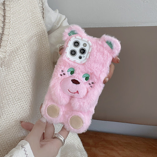 Title 3, Plush Doll Phone Case Cute Cartoon Bear, soft a...