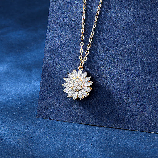 Title 6, Damira Platinum Gold Sunflower Clavicle Chain P...