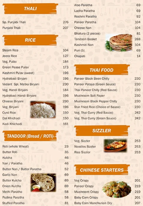 Vedant Pure Veg menu 