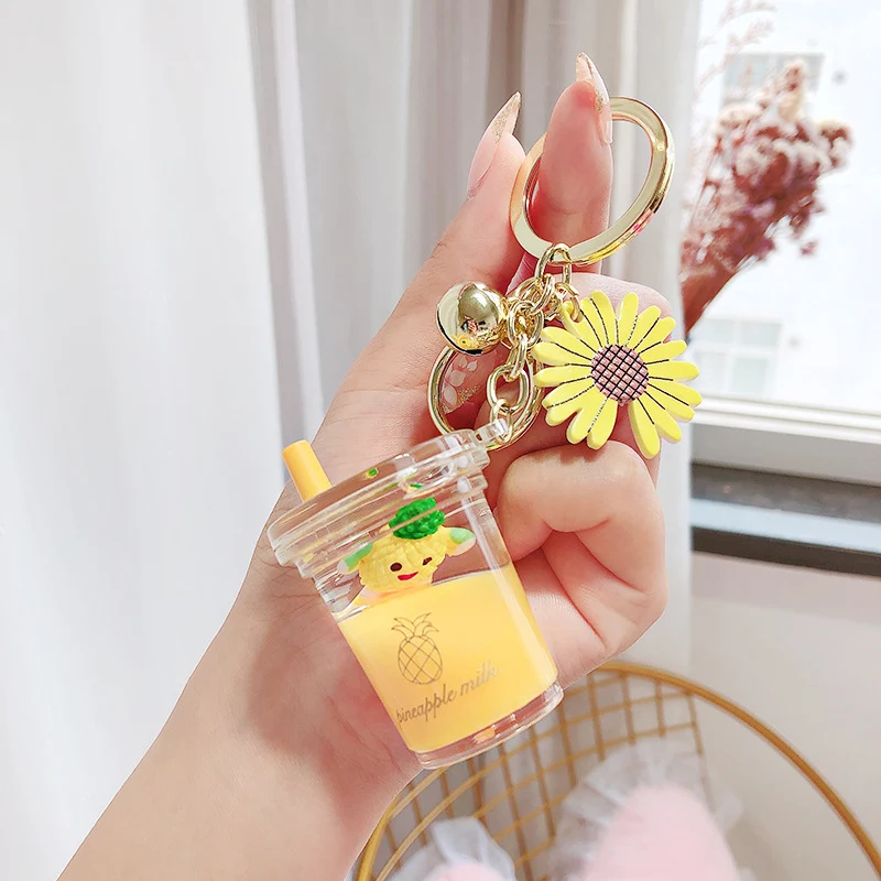 Llavero con diseño de margarita de frutas de dibujos animados, acrílico para botellas, ideal para decorar tus llaves o bolso y llevarlo a todas partes.