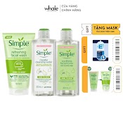 Bộ Simple Nước Tẩy Trang Simple 200Ml + Sữa Rửa Mặt Dành Cho Da Nhạy Cảm Simple 150Ml + Nước Hoa Hồng Simple 200Ml