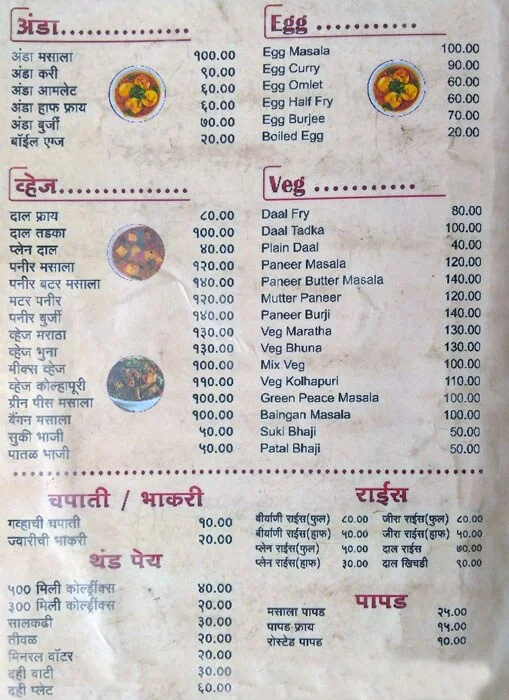 Aavees menu 