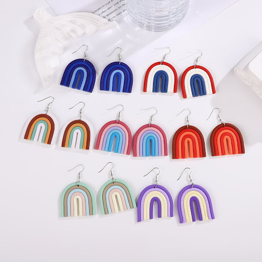 Title 1, Polymer Clay Rainbow Earrings Eardrops – Lightw...