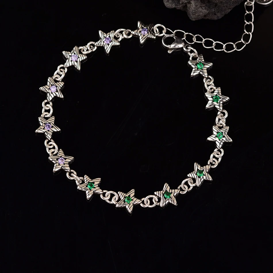 Bracelet XINGX en zircon coloré pour femme, mode et intérêt spécial. Un bijou élégant qui rehausse votre style avec des couleurs vives et un design unique.