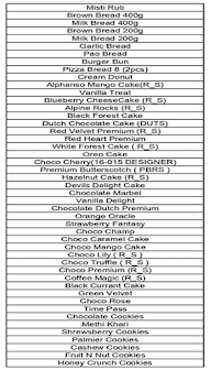 Tip Top Cake Shop menu 1