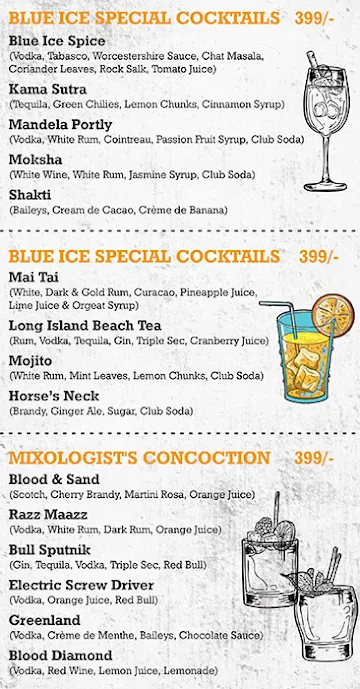 Blue Ice menu 