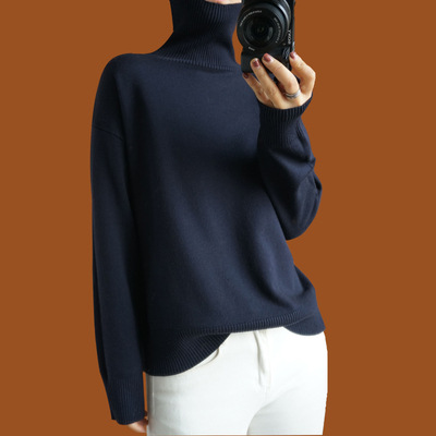 Title 2, Turtleneck Womens Thick Pullover Loose Lazy Fa...