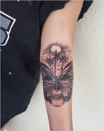 Head Blooming Palm Tree Tattoos