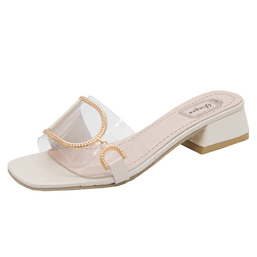 Title 4, Block-heel Transparent One-strap Sandals offer ...