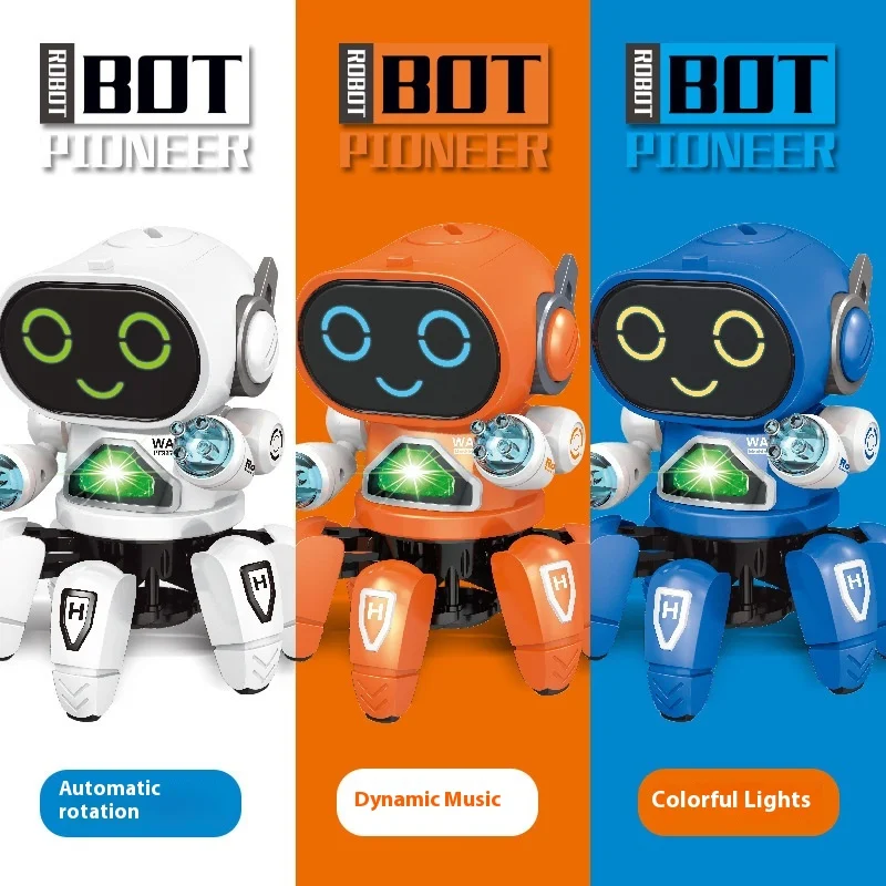 ¡Juguete para niños Robot Pez Eléctrico Bailarín de seis garras, con luz y música! Diversión asegurada, ¡un regalo perfecto!