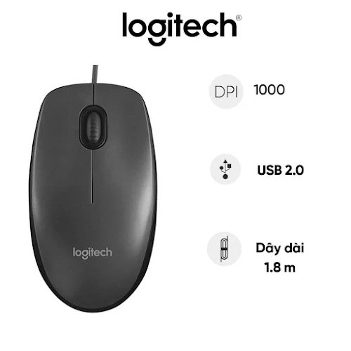 Chuột máy tính Logitech M90 (Xám Đen)