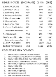 Cake Masters menu 1