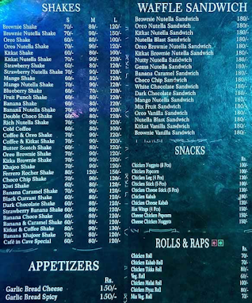 Cafe In Cave menu 