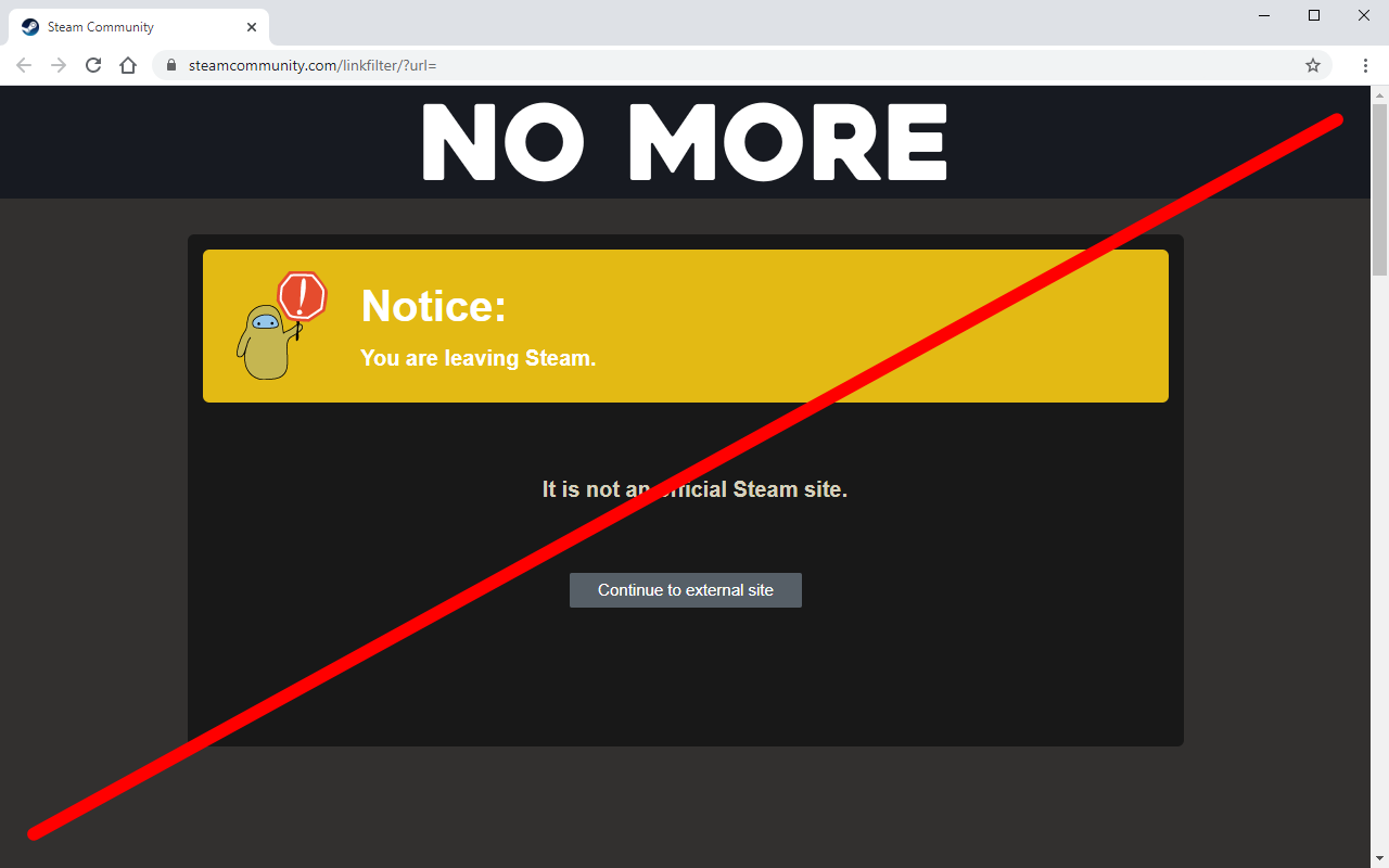 Disabling Steam external link filter Preview image 0