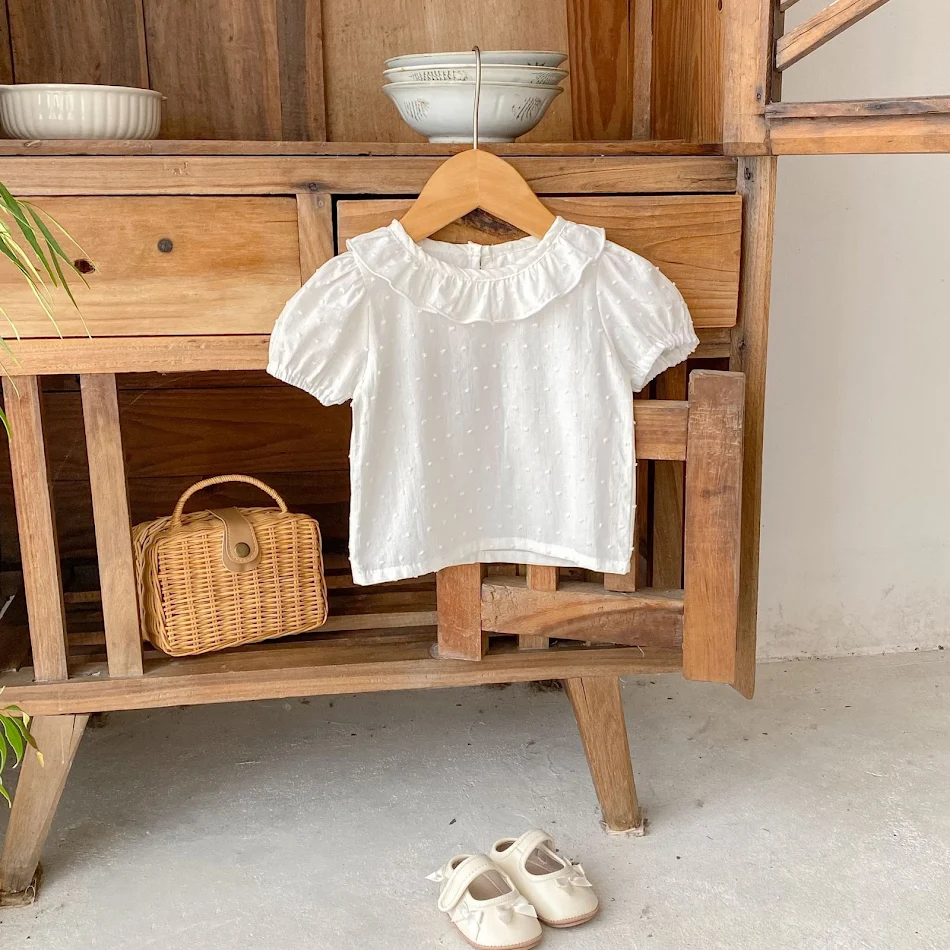 Western top met kanten kraag, poppenstijl, korte mouwen, schattig en modieus voor een charmante en trendy uitstraling.