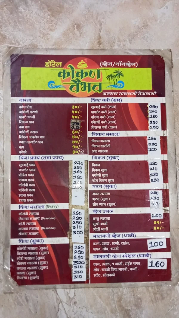 Kokan Vaibhav menu 