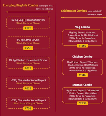 Biryani By Kilo menu 